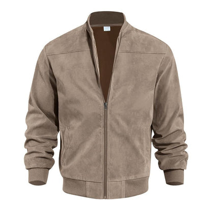 Light men's transitional jacket in suede look with stand-up collar – Damian