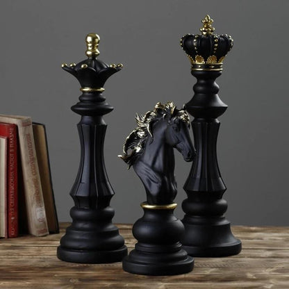 Unique Black White Chess Decor Figure - BritishElegance