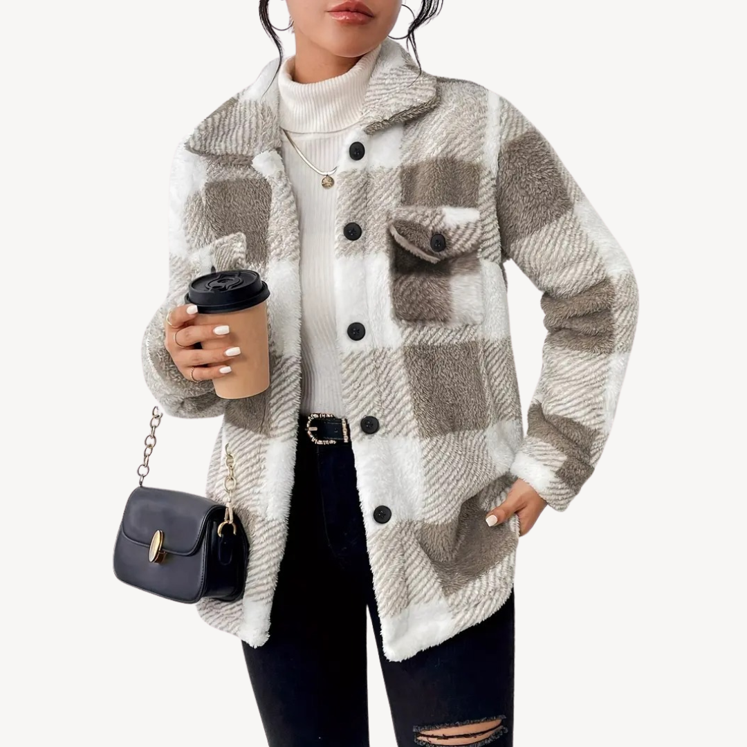Plaid Fleece Jacket for Women