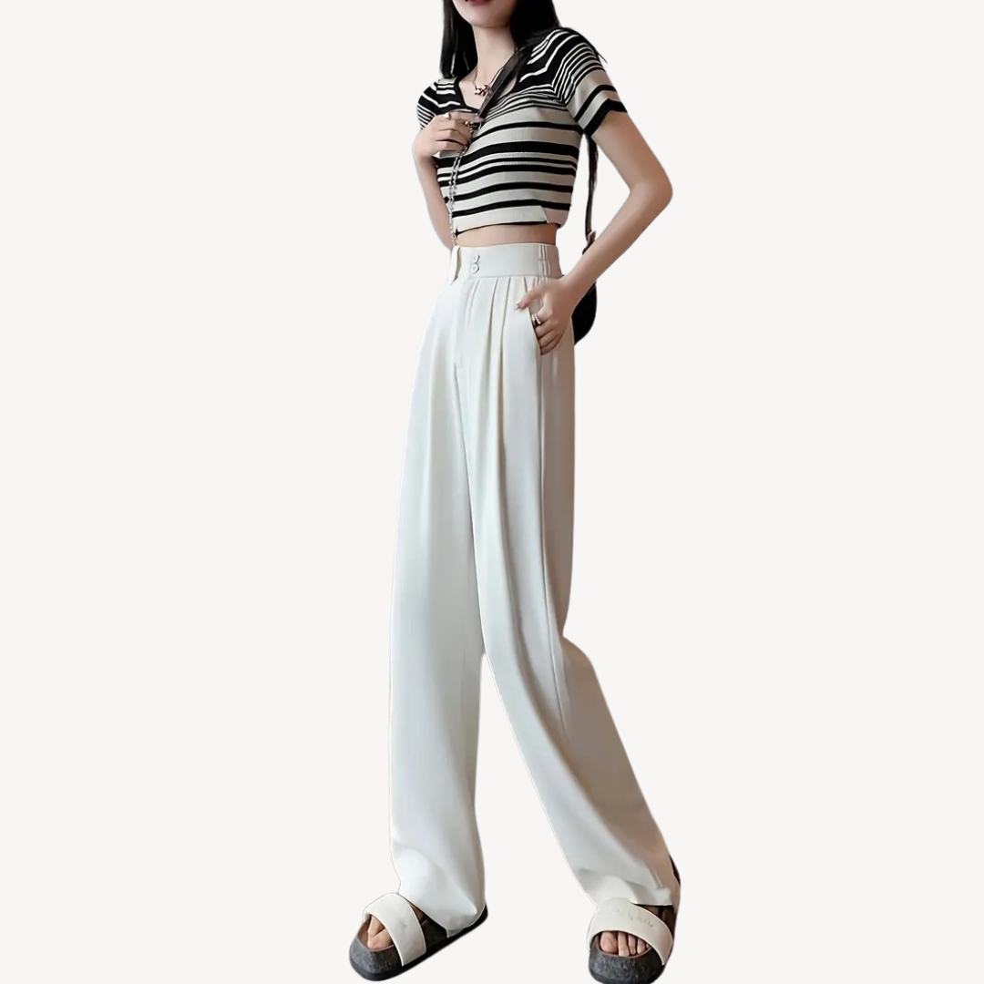 Wide-Leg Pleated Pants for Women