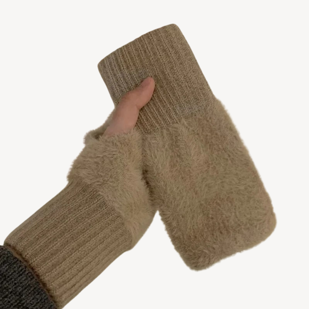 Women's Fuzzy Fingerless Gloves