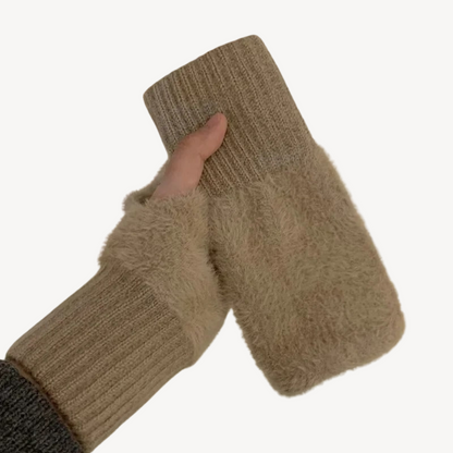 Women's Fuzzy Fingerless Gloves