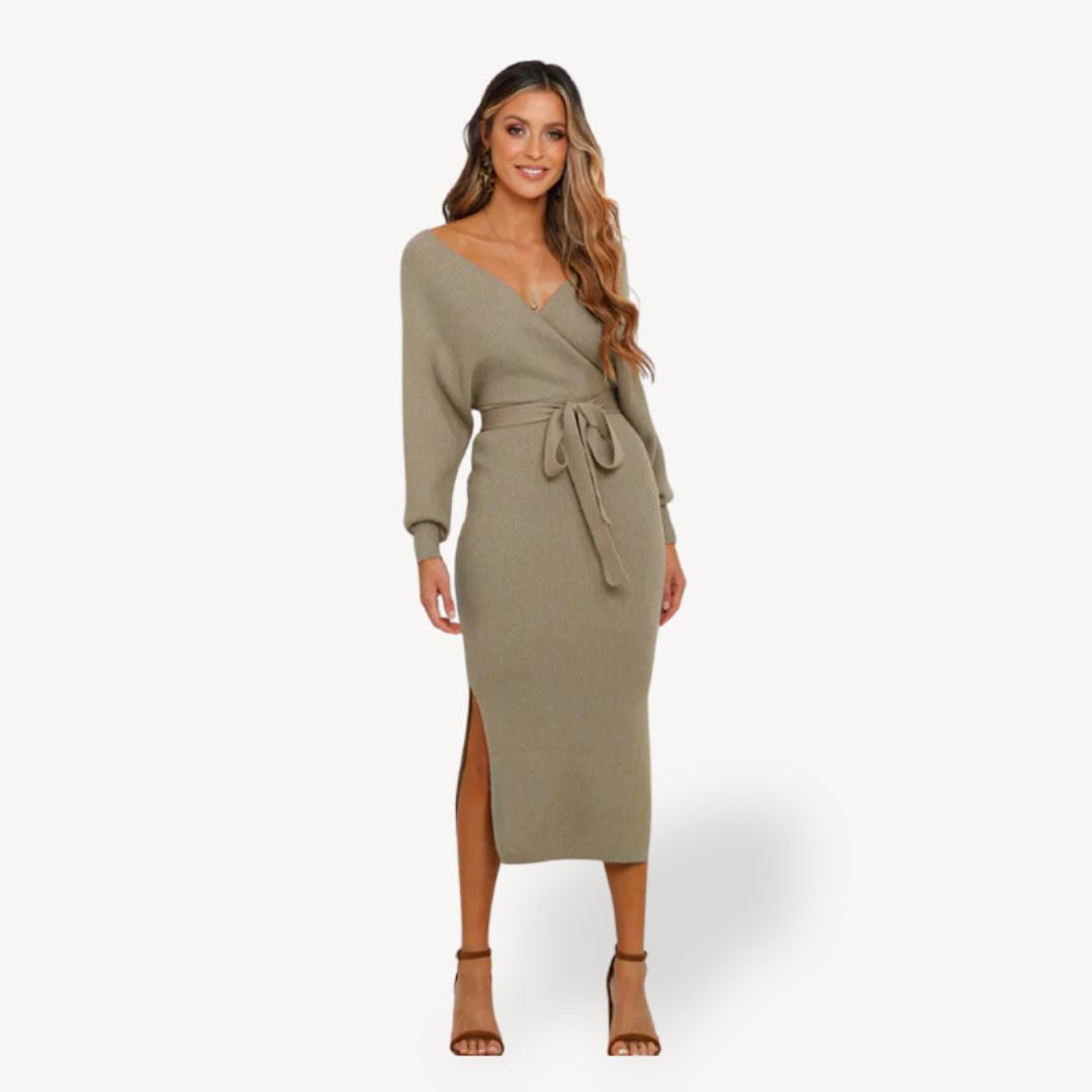 Women's Knit Wrap Sweater Dress