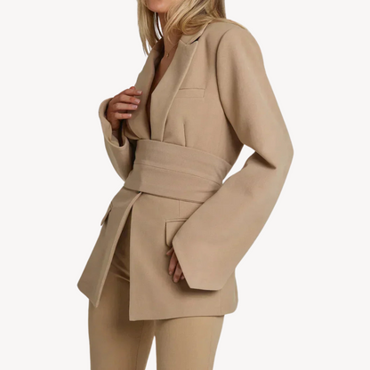Women's Belted Blazer – Elegant Suit Jacket