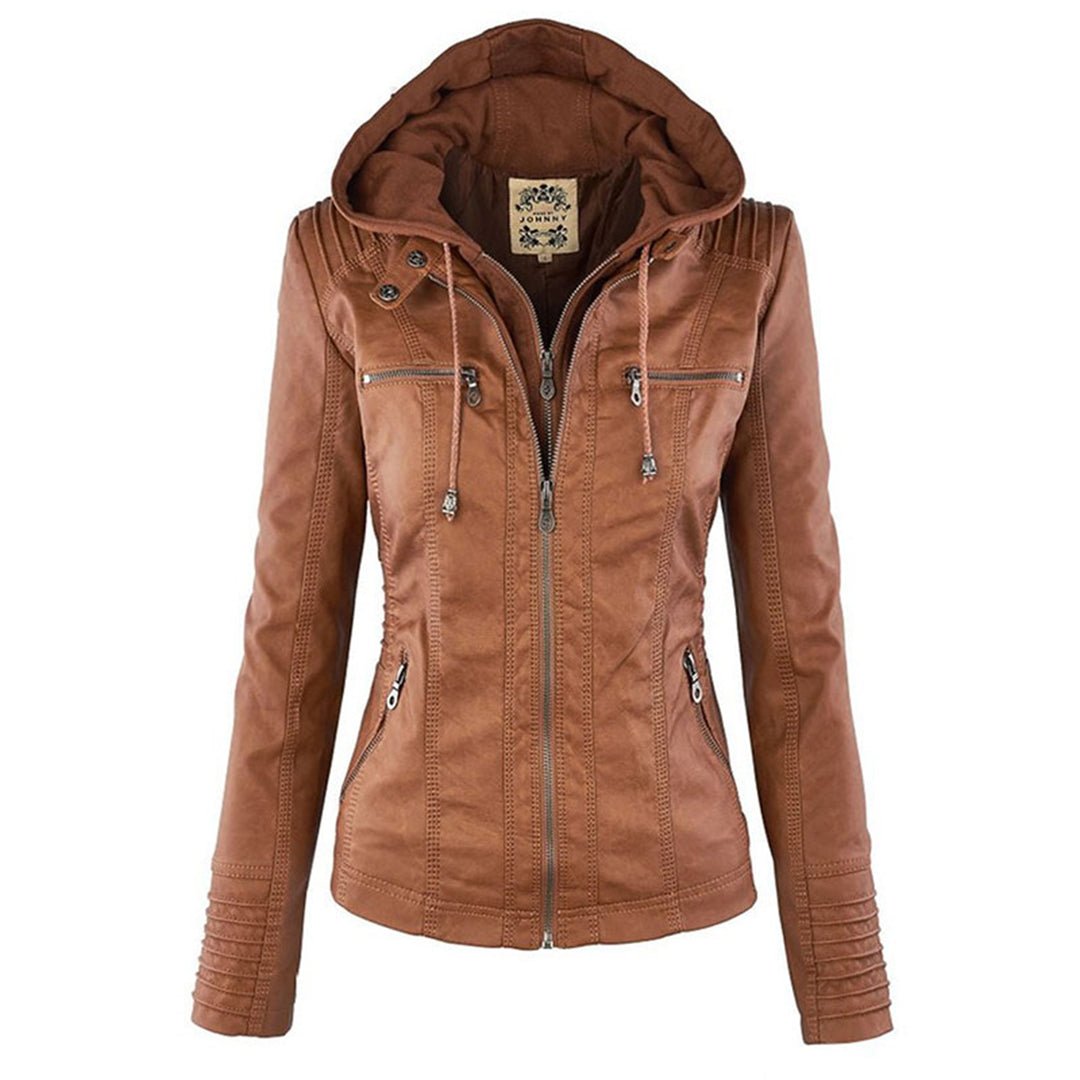Women's Fitted Leather Biker Jacket