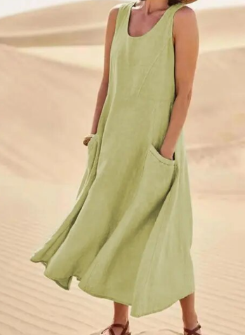 Stylish Ladies Summer Casual Dress with Pockets