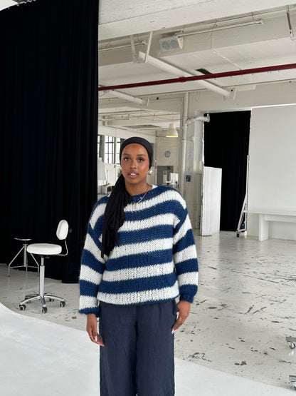 Knitted and Striped Oversized Women's Sweater - Harper