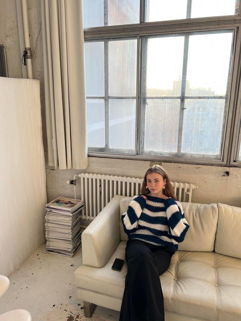 Knitted and Striped Oversized Women's Sweater - Harper