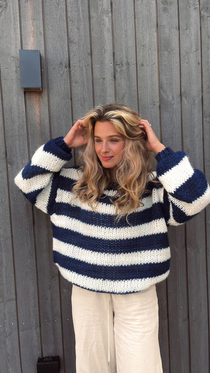 Knitted and Striped Oversized Women's Sweater - Harper
