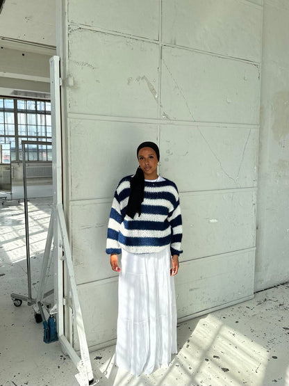 Knitted and Striped Oversized Women's Sweater - Harper