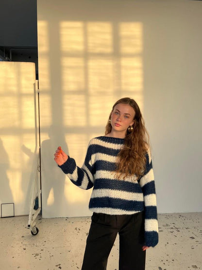 Knitted and Striped Oversized Women's Sweater - Harper