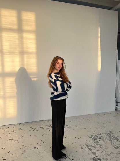 Knitted and Striped Oversized Women's Sweater - Harper