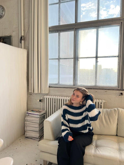 Knitted and Striped Oversized Women's Sweater - Harper