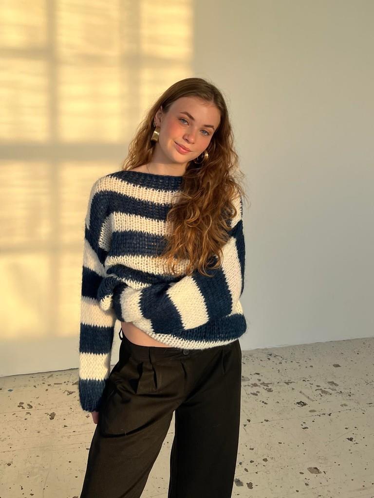 Knitted and Striped Oversized Women's Sweater - Harper