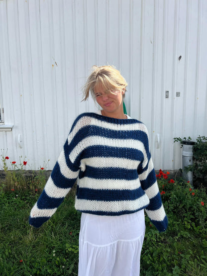 Knitted and Striped Oversized Women's Sweater - Harper