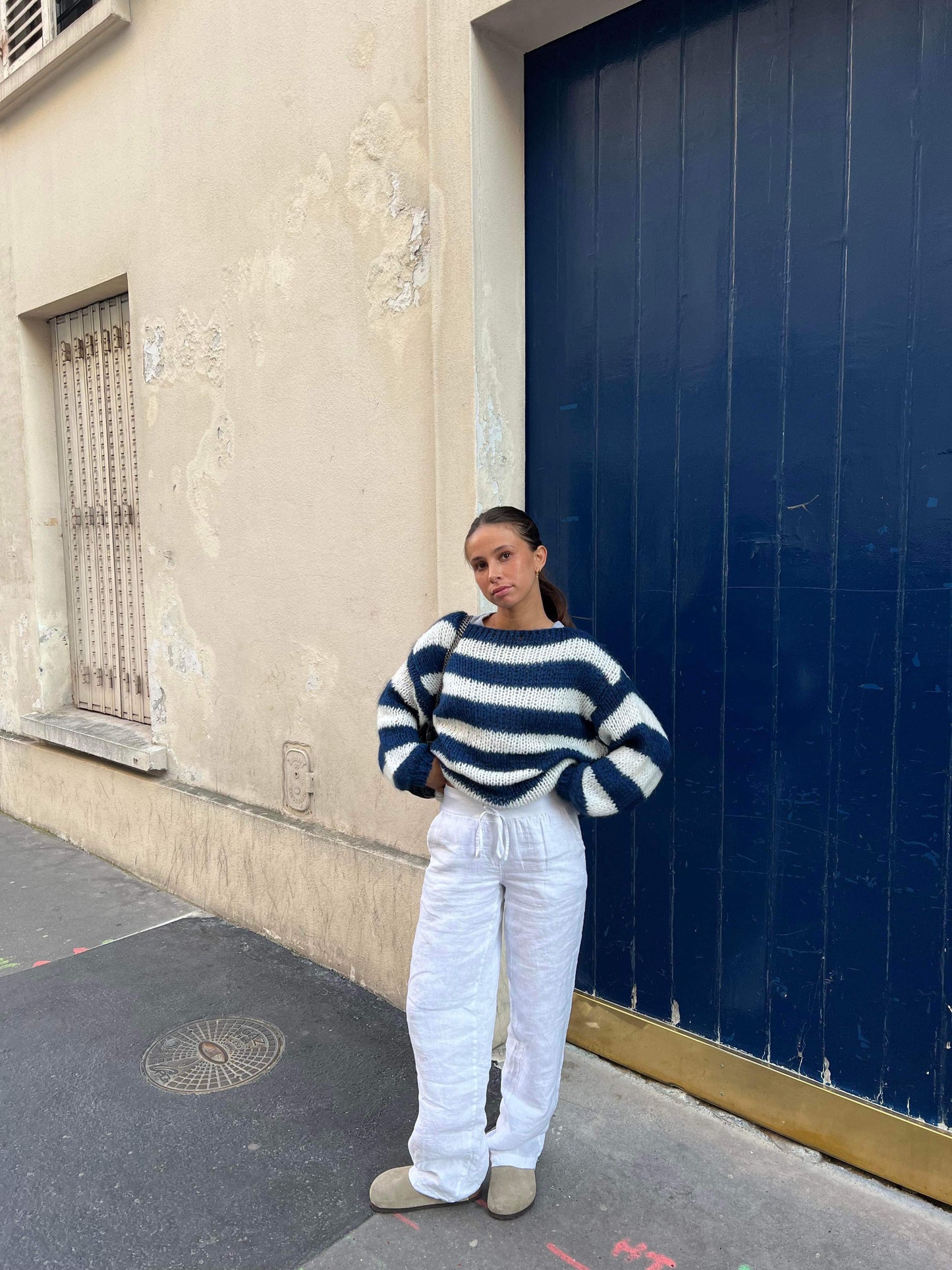 Knitted and Striped Oversized Women's Sweater - Harper