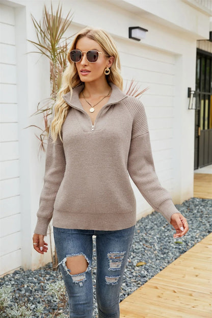 Knitted Half-Zip Jumper - Sienna