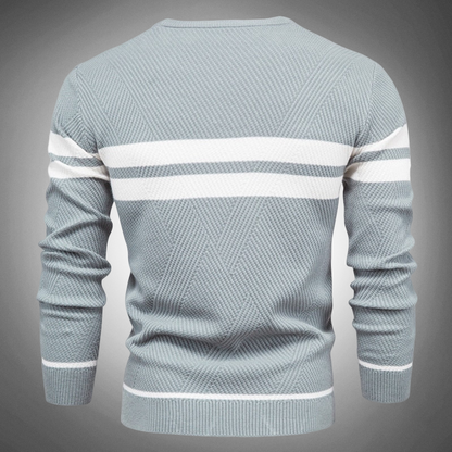 Cevori Crew Neck Textured Striped Knitted Jumper