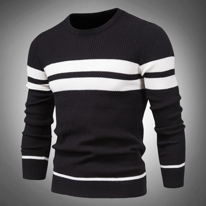 Cevori Crew Neck Textured Striped Knitted Jumper