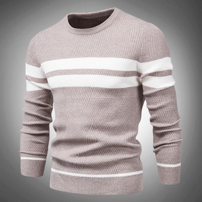 Cevori Crew Neck Textured Striped Knitted Jumper