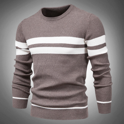 Cevori Crew Neck Textured Striped Knitted Jumper