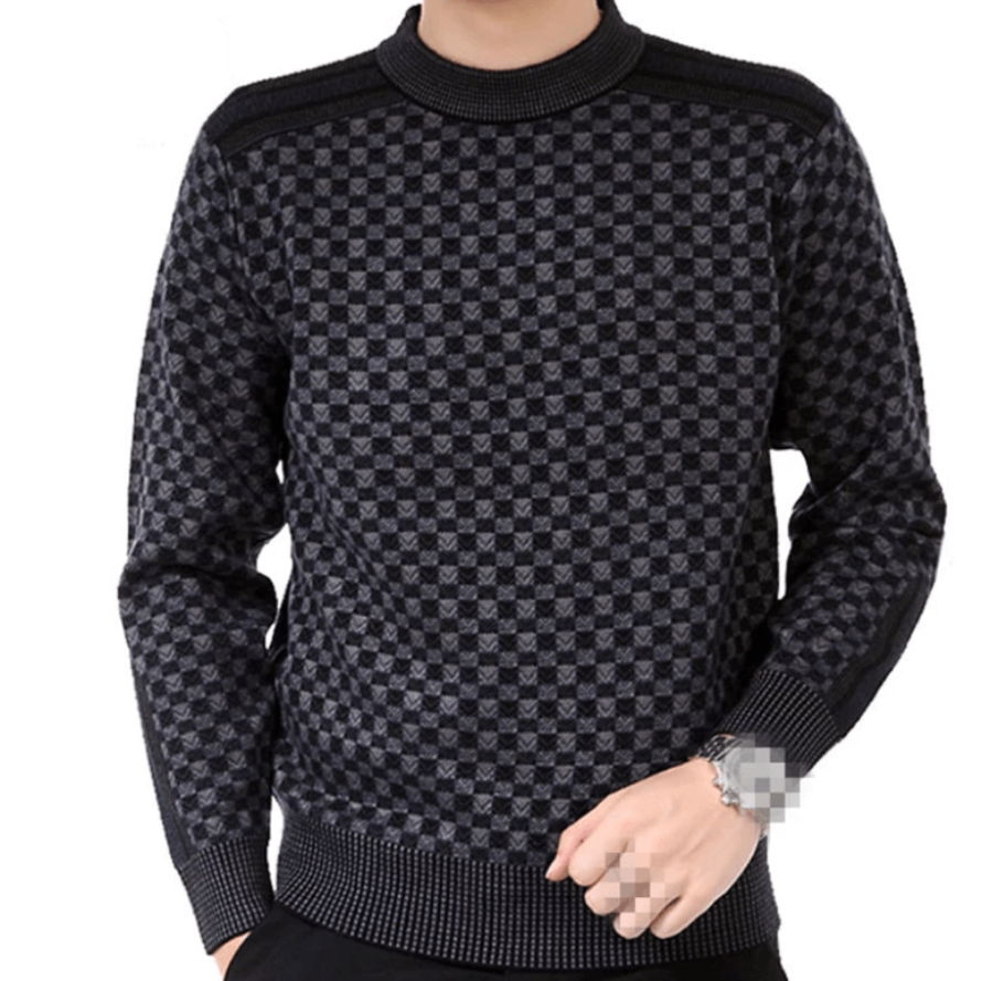 Warm Checked Wool Sweater for Men - BritishElegance