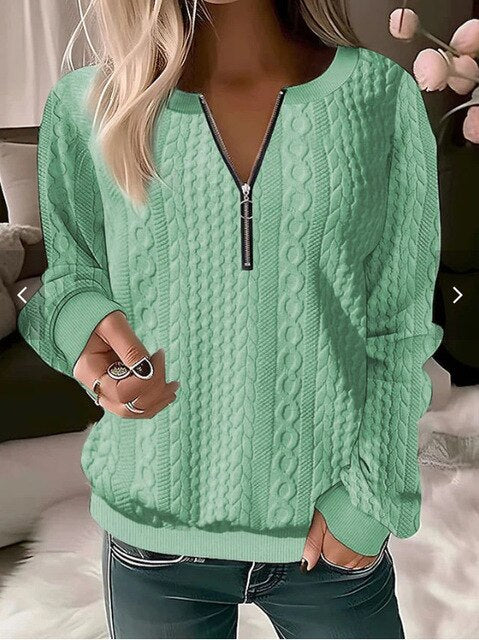 Knitted Sweater with Round Neck and Jacquard Pattern – Tessa