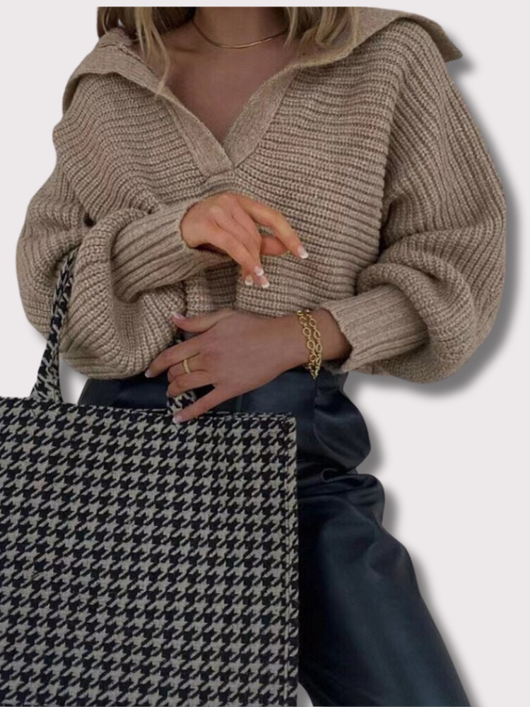 Knitted V-Neck Jumper - Isolde