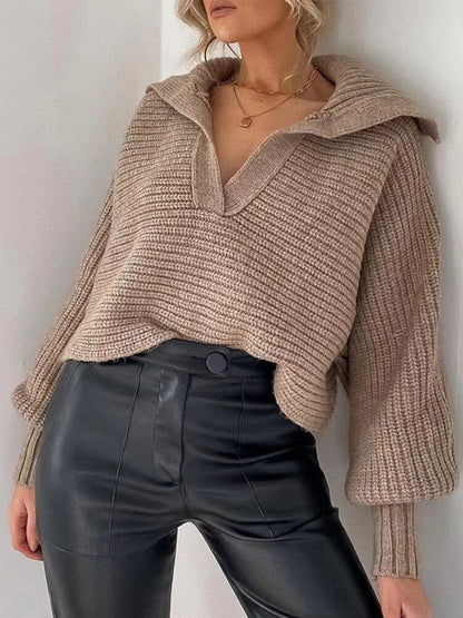 Knitted V-Neck Jumper - Isolde