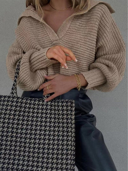 Knitted V-Neck Jumper - Isolde