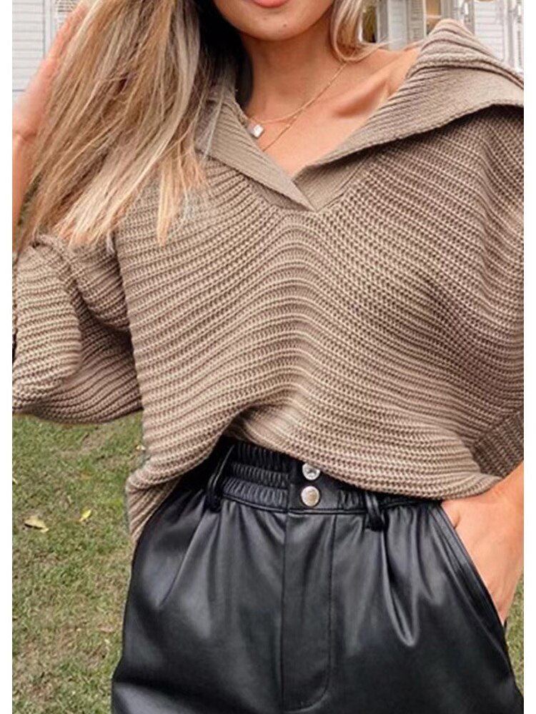 Knitted V-Neck Jumper - Isolde