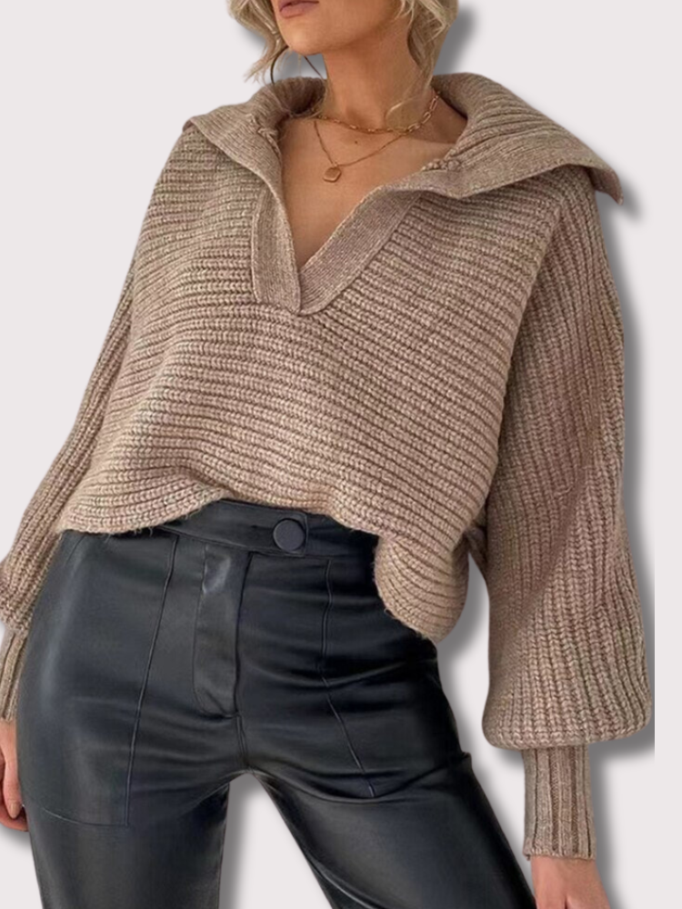Knitted V-Neck Jumper - Isolde