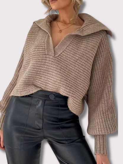 Knitted V-Neck Jumper - Isolde