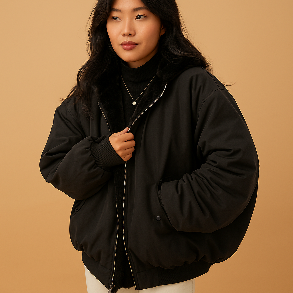 Ladies' Parka Jacket with Hood - Cozy & Chic