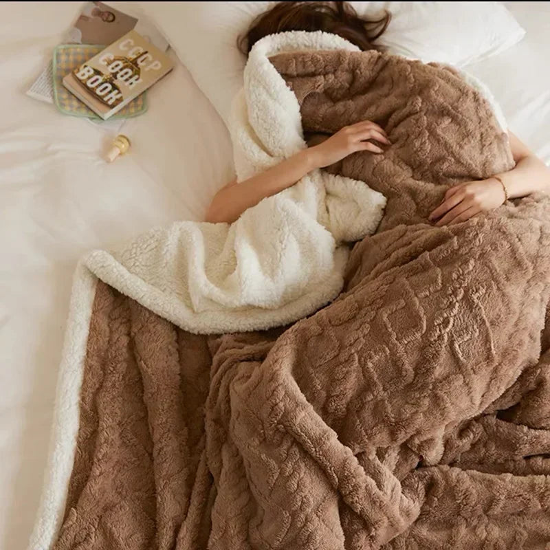 Plush Double Layer Wool and Fleece Throw Blanket - BritishElegance
