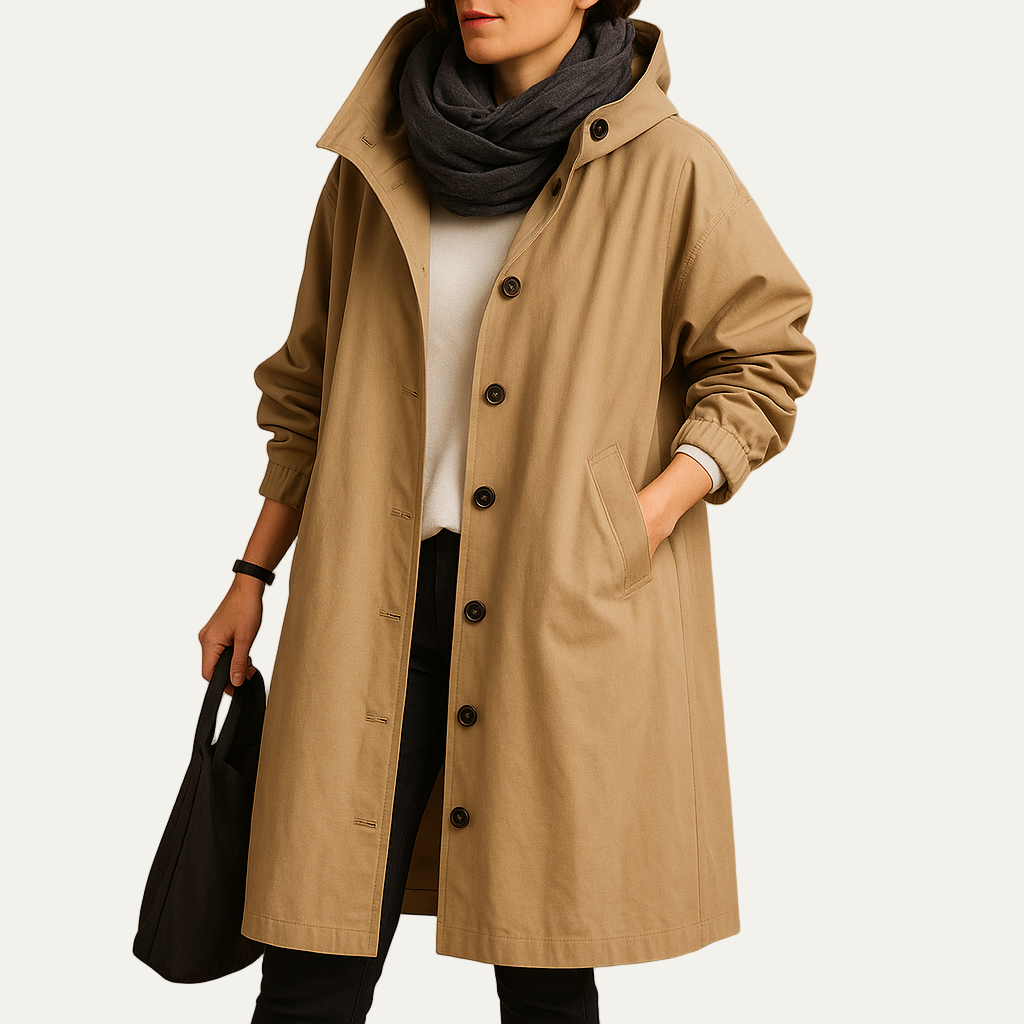 Women’s Mid Length Hooded Funnel Neck Parka