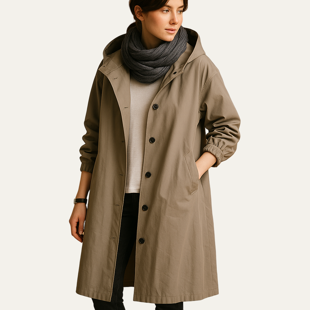 Women’s Mid Length Hooded Funnel Neck Parka