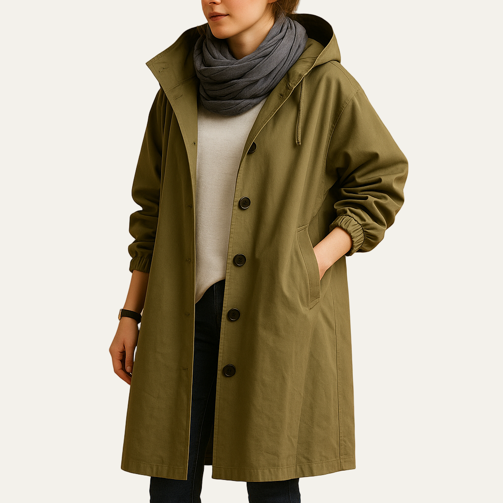 Women’s Mid Length Hooded Funnel Neck Parka
