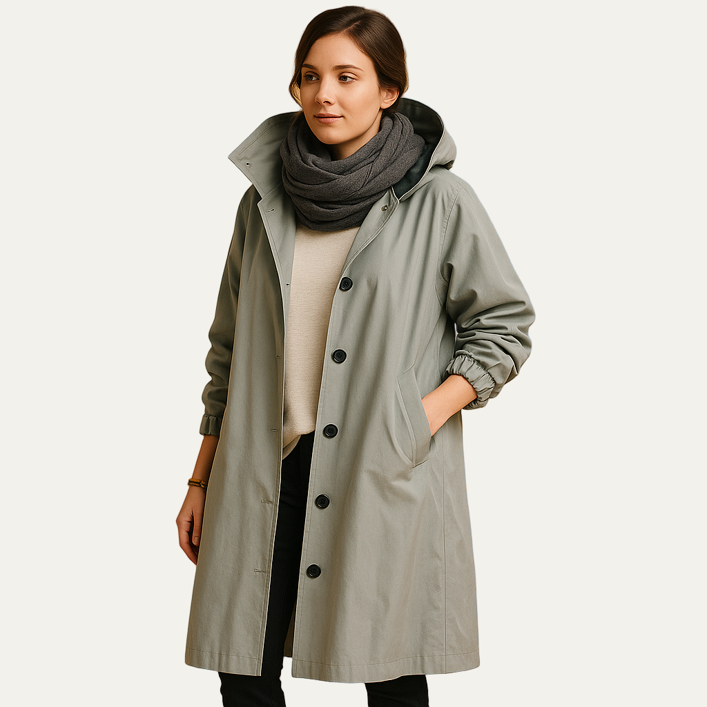 Women’s Mid Length Hooded Funnel Neck Parka