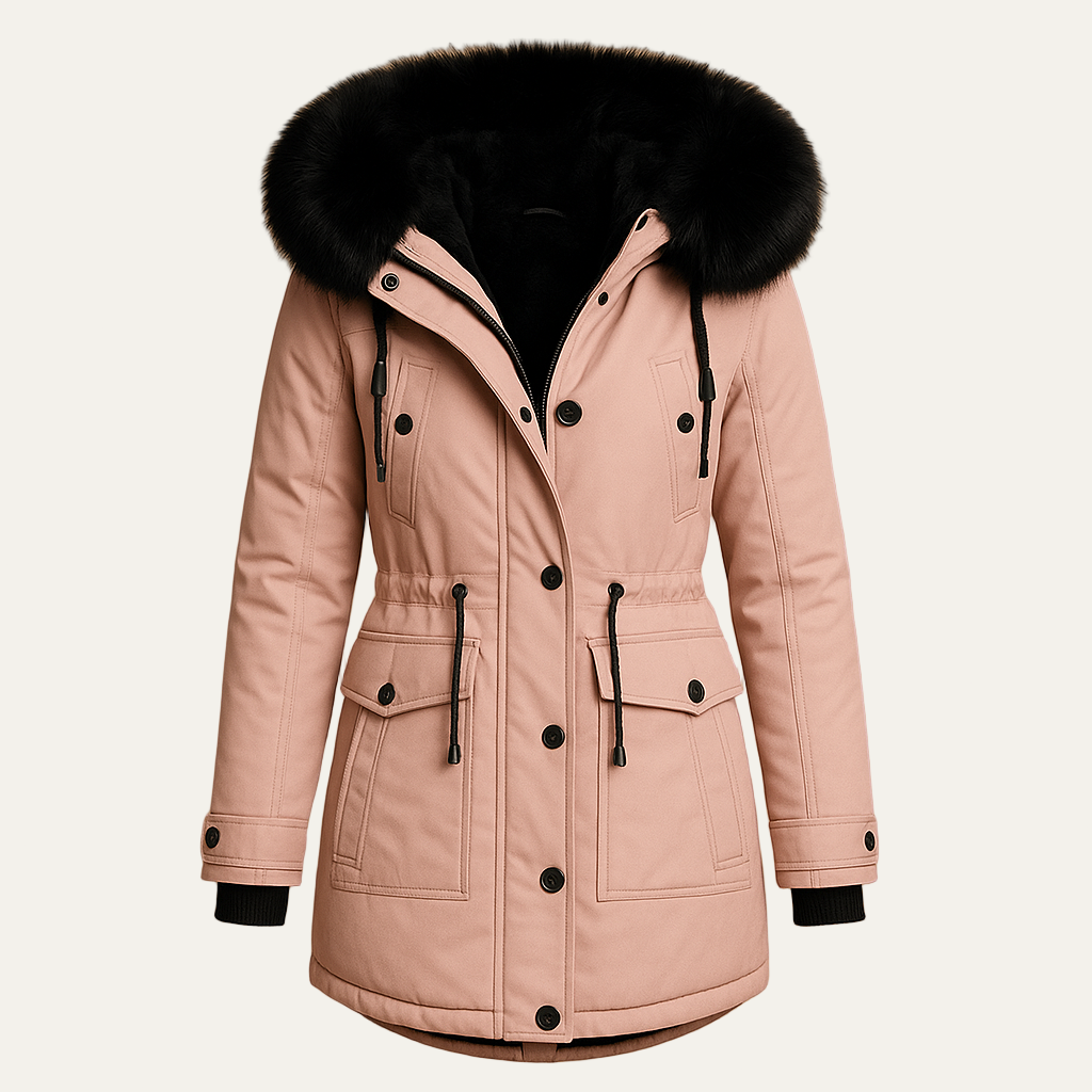 Women’s Faux Fur Hooded Cinched Waist Parka
