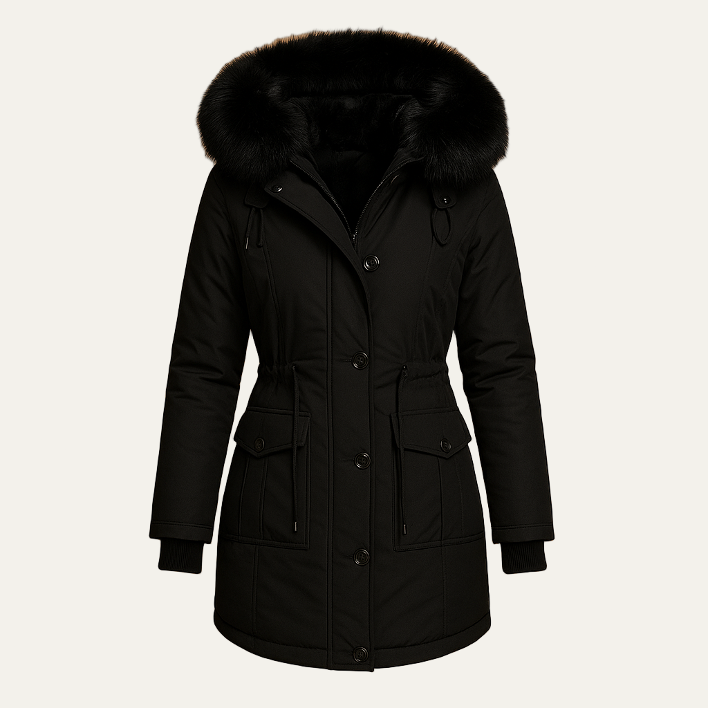 Women’s Faux Fur Hooded Cinched Waist Parka