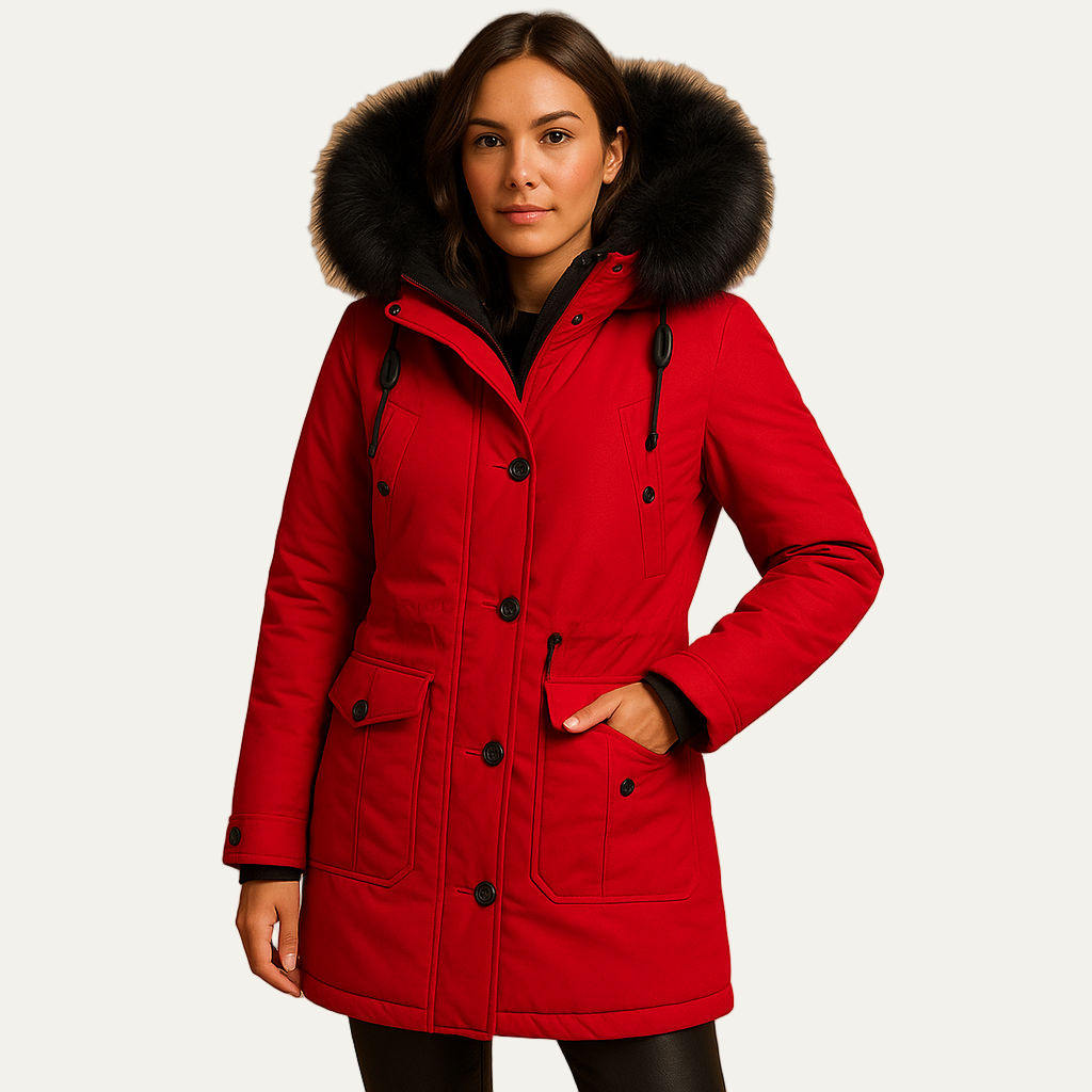 Women’s Faux Fur Hooded Cinched Waist Parka