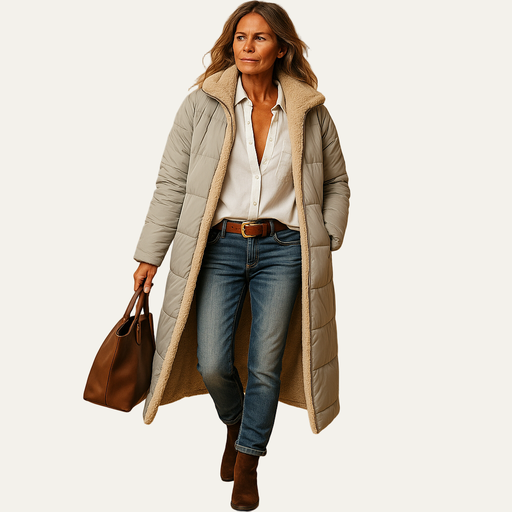 Women’s Long Line Sherpa Lined Hooded Puffer Coat