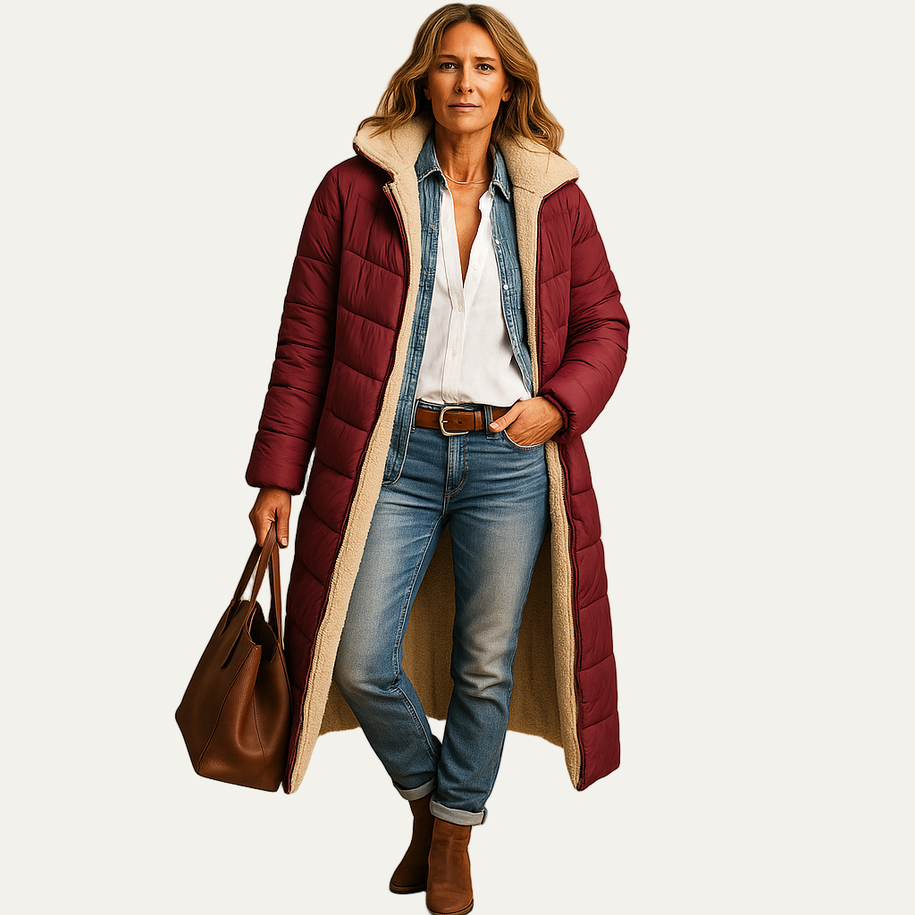 Women’s Long Line Sherpa Lined Hooded Puffer Coat