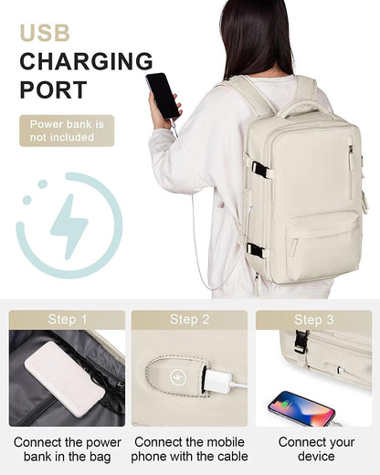 Waterproof Travel Backpack with Shoe Compartment & USB Port – 14' Laptop Fit