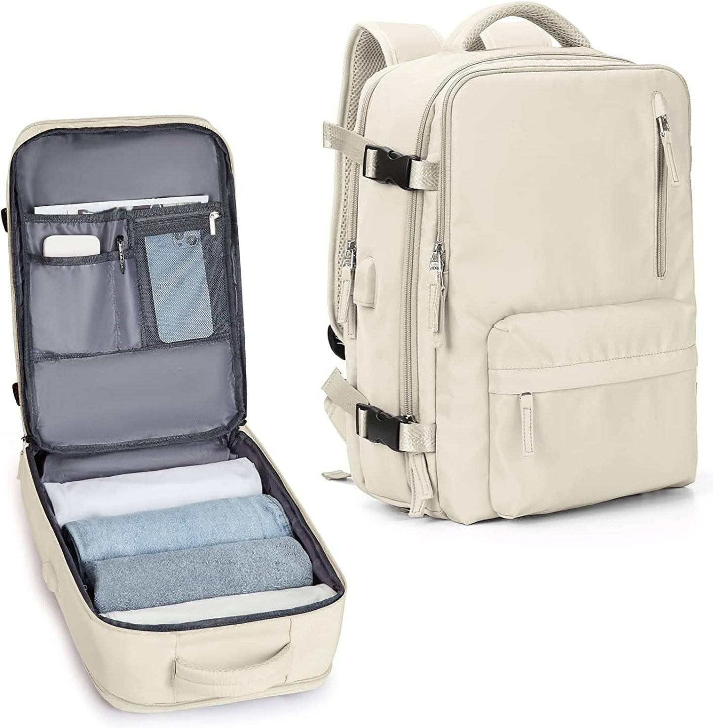 Waterproof Travel Backpack with Shoe Compartment & USB Port – 14' Laptop Fit