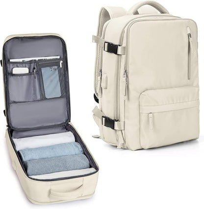 Waterproof Travel Backpack with Shoe Compartment & USB Port – 14' Laptop Fit