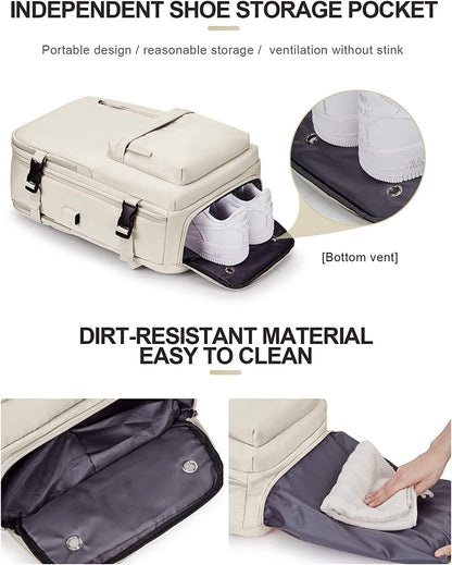 Waterproof Travel Backpack with Shoe Compartment & USB Port – 14' Laptop Fit