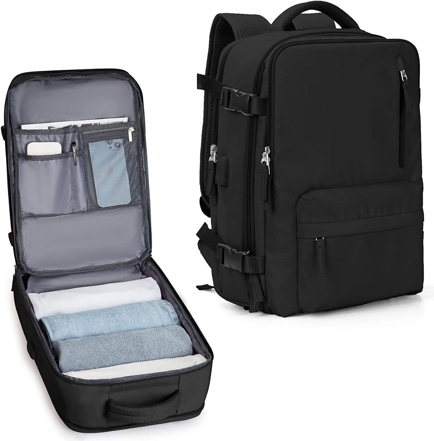 Waterproof Travel Backpack with Shoe Compartment & USB Port – 14' Laptop Fit