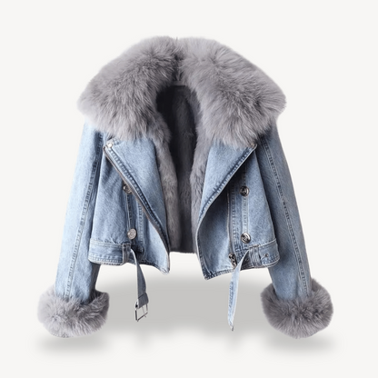 Faux Fur Lined Denim Jacket for Women